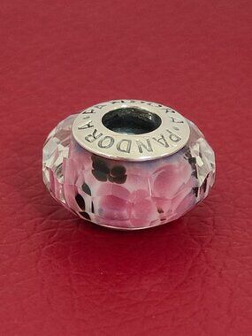 Pandora Shoreline Sea Purple Faceted Murano Glass Charm Bead with box